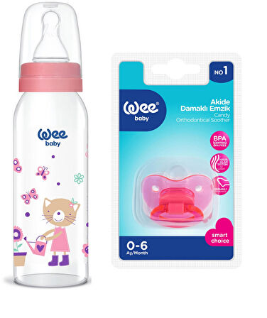 Wee Baby Cam Biberon 250 ml +Silikon Damaklı Emzik Set