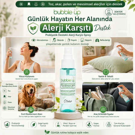 Bubble Up Kedi Köpek Yaşam Alanları İçin Alerji Karşıtı Sprey 50 ml