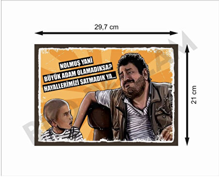 Erdal Tosun Ne Olmuş Yani Büyük Adam Olamadıksa Retro Ahşap Poster