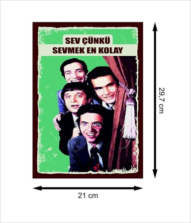 Hababam Sınıfı Sev Çünkü Sevmek En Kolay Retro Ahşap Poster