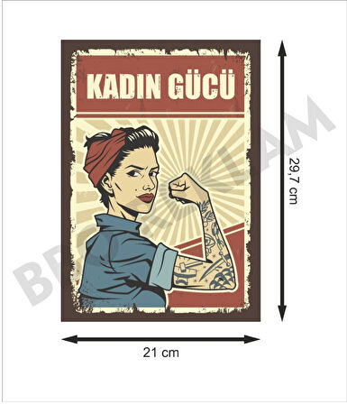 Kadın Gücü Retro Ahşap Poster