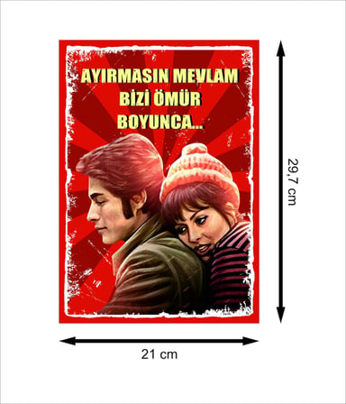 Kadir İnanır ve Türkan Şoray Yeşilçam Retro Ahşap Poster