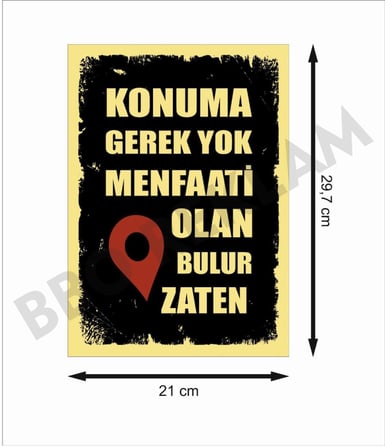 Konuma Gerek Yok Menfaati Olan Bulur Zaten Retro Ahşap Poster
