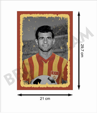 Metin Oktay Galatasaray Retro Ahşap Poster