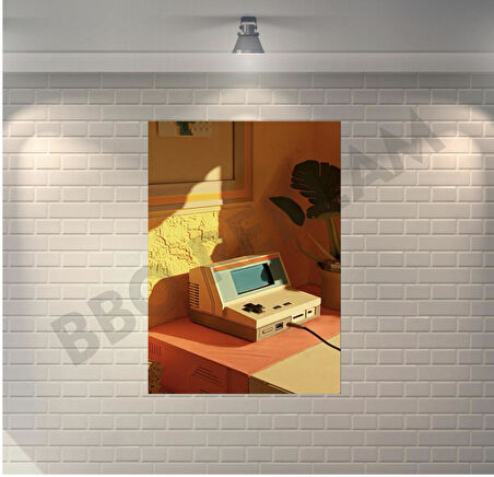 Nostaljik Oyun Konsolu Retro Ahşap Poster