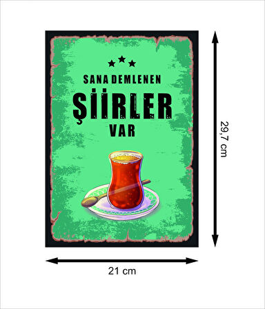 Sana Demlenen Şiirler Var Retro Ahşap Poster