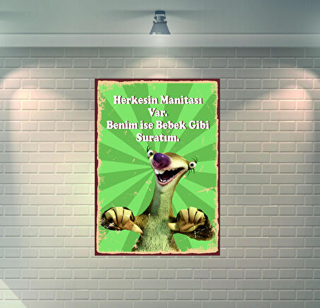 Buz Devri Sid Retro Ahşap Poster