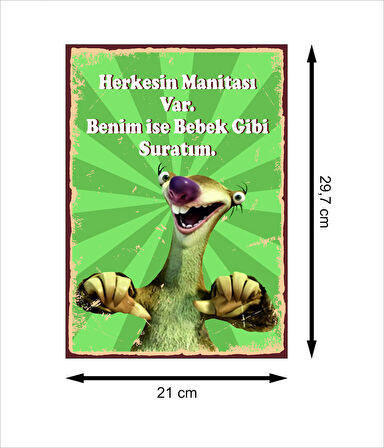 Buz Devri Sid Retro Ahşap Poster