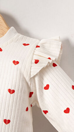 Kalpli Fırfırlı Kız Bebek Pamuklu 2'li Takım-Beyaz | 18-24 ay