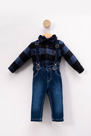 Papyonlu Şık Bebek Alt Üst Takım-Mavi | 18-24 ay