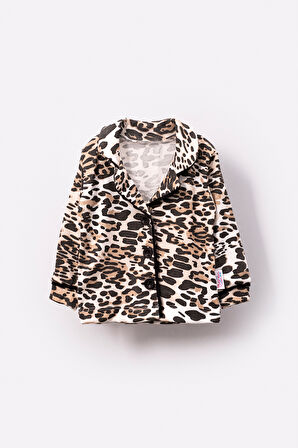 Leopar Desenli Kız Bebek Çocuk Alt Üst 2'li Pijama Takım-Çok Renkli | 3 Yaş