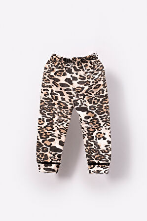 Leopar Desenli Kız Bebek Çocuk Alt Üst 2'li Pijama Takım-Çok Renkli | 3 Yaş