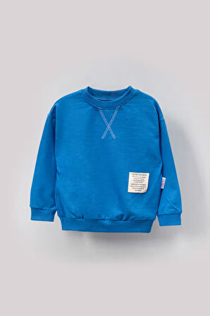 Tarz Etiketli Mevsimlik Pamuklu Bebek&Çocuk 2'li Alt Üst Takım-Mavi | 1-2 Yaş