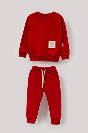 Tarz Etiketli Mevsimlik Pamuklu Bebek&Çocuk 2'li Alt Üst Takım-Kırmızı | 1-2 Yaş