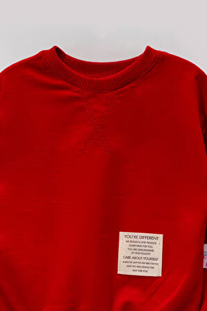 Tarz Etiketli Mevsimlik Pamuklu Bebek&Çocuk 2'li Alt Üst Takım-Kırmızı | 1-2 Yaş