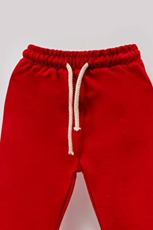 Tarz Etiketli Mevsimlik Pamuklu Bebek&Çocuk 2'li Alt Üst Takım-Kırmızı | 1-2 Yaş