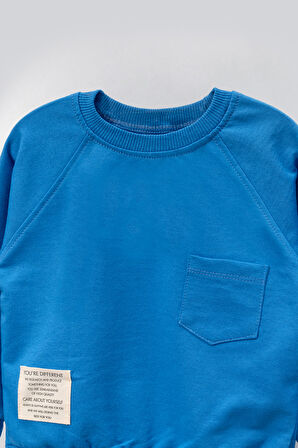 Tarz Etiketli Cepli Mevsimlik Pamuklu Bebek&Çocuk 2'li Alt Üst Takım-Mavi | 2-3 Yaş