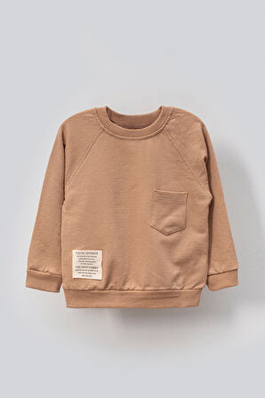 Tarz Etiketli Cepli Mevsimlik Pamuklu Bebek&Çocuk 2'li Alt Üst Takım-Bej | 1 Yaş