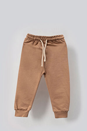 Tarz Etiketli Cepli Mevsimlik Pamuklu Bebek&Çocuk 2'li Alt Üst Takım-Bej | 2-3 Yaş