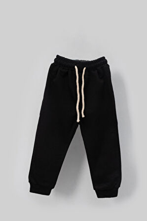 Tarz Etiketli Cepli Mevsimlik Pamuklu Bebek Çocuk 2'li Alt Üst Takım-Siyah| 5-6 Yaş