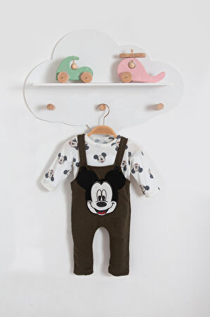 Nakışlı Baskılı 2'li Bebek Tulum-Haki | 3-6 ay