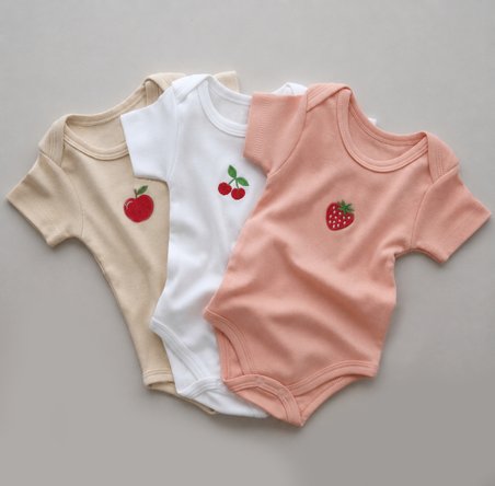 3'lü Nakışlı Çıt Çıtlı Kısa Kollu Pamuklu Organik Kız Bebek Çocuk Body Zıbın Model 1-Çok Renkli | 12-18 ay