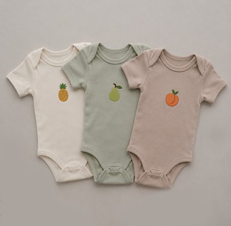 3'lü Nakışlı Çıt Çıtlı Kısa Kollu Pamuklu Organik Body Zıbın Model 2-Renkli Karışık | 1 Yaş