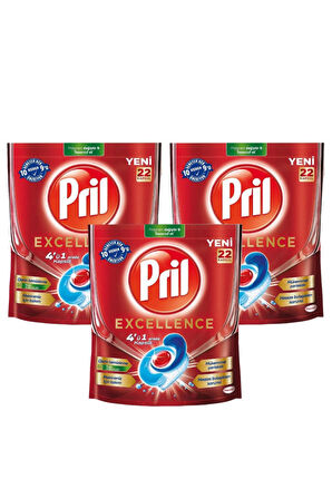 Pril Excellence Bulaşık deterjanı 3 X 22 