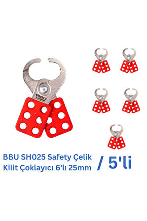 BBU SH025 Safety Çelik Kilit Çoklayıcı 6'lı 25mm - 5 Adet