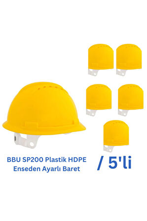 Bbu Sp200 Plastik Hdpe Enseden Ayarlı Sarı Baret - 5 Adet