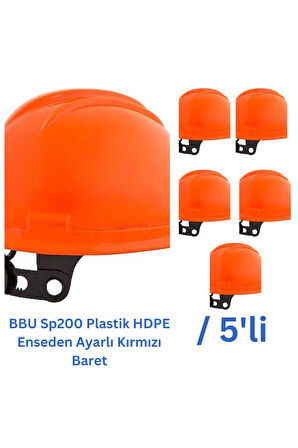 BBU Sp200 Plastik HDPE Enseden Ayarlı Kırmızı Baret - 5 Adet