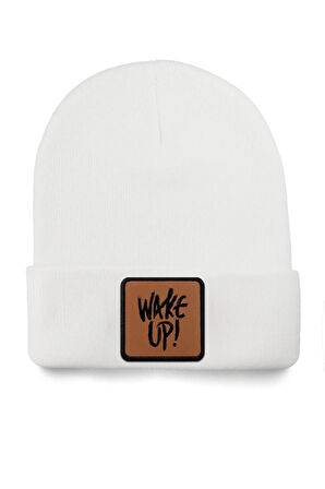  Wake Up Logolu Beyaz Bere