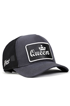  Queen Logolu Antrasit-Siyah Trucker Şapka