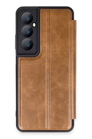 Northcity Realme C65 ile Uyumlu Flip Kılıf Taba Rengi - Darbe Koruması & Şık Görünüm