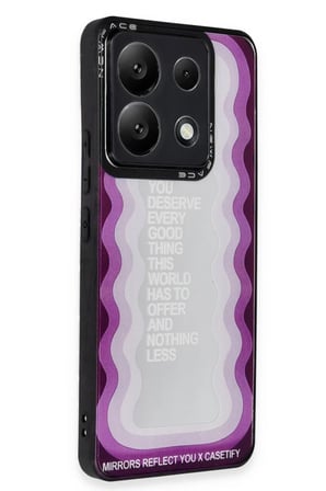 Northcity Redmi Note 13 Pro 5G ile Uyumlu Mirror Desenli Kılıf UV Baskılı Parmak İzi Tutmaz Arka Kapak - Işık Yansıtmalı Şık Koruma
