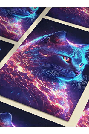 Kedi Teması, Özel Tasarım Kağıt Poster, Duvar Sanatı