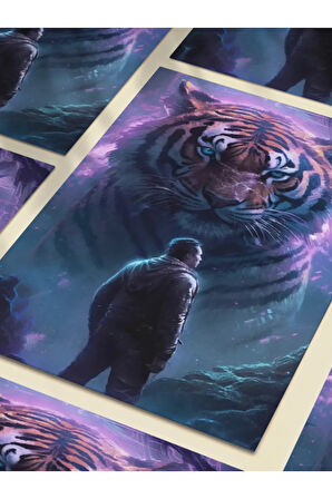 Kaplan Teması, Özel Tasarım Kağıt Poster, Duvar Sanatı