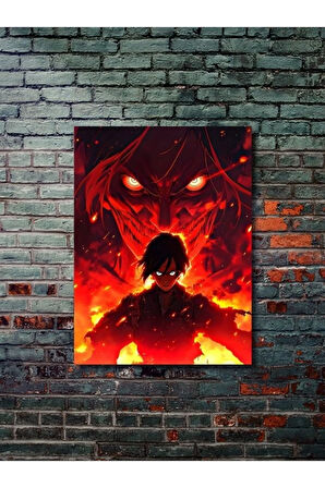 Eren Jaegerr - Attack On Titan, Anime - Manga Serisi, Özel Tasarım Kağıt Poster, Duvar Sanatı