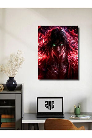 Eren Jaegerr - Attack On Titan, Anime - Manga Serisi, Özel Tasarım Kağıt Poster, Duvar Sanatı