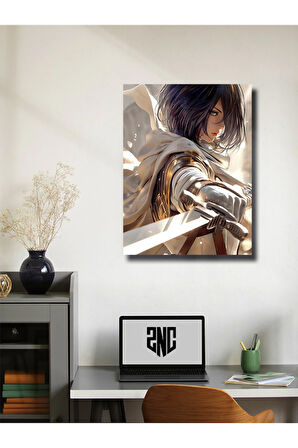 Mikasa Akerman - Attack On Titan - Anime & Manga Posterleri, Özel Tasarım Kağıt Poster, Duvar Sanatı