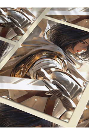 Mikasa Akerman - Attack On Titan - Anime & Manga Posterleri, Özel Tasarım Kağıt Poster, Duvar Sanatı