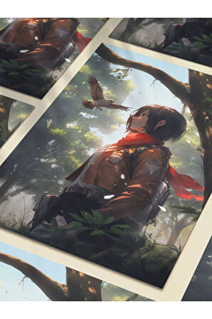 Mikasa Akerman - Attack On Titan - Anime & Manga Posterleri, Özel Tasarım Kağıt Poster