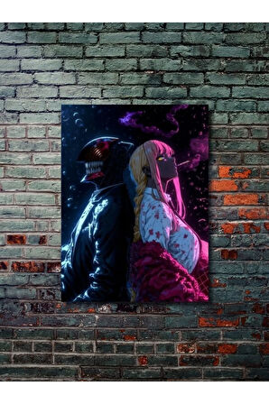 Denji - Makima - Chainsaw Man, Anime - Manga Serisi, Özel Tasarım Kağıt Poster, Duvar Sanatı