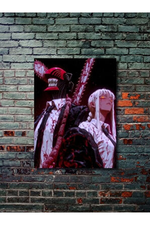 Denji - Makima - Chainsaw Man, Anime - Manga Serisi, Özel Tasarım Kağıt Poster, Duvar Sanatı