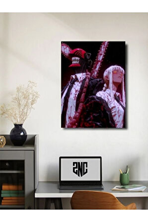 Denji - Makima - Chainsaw Man, Anime - Manga Serisi, Özel Tasarım Kağıt Poster, Duvar Sanatı