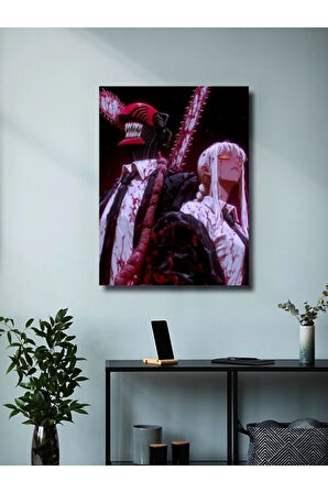 Denji - Makima - Chainsaw Man, Anime - Manga Serisi, Özel Tasarım Kağıt Poster, Duvar Sanatı