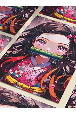 Nezuko - Demon Slayer - Anime & Manga Posterleri, Özel Tasarım Kağıt Poster, Duvar Sanatı