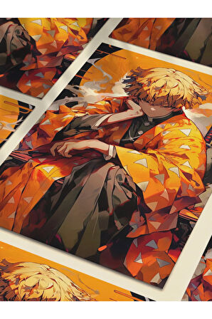 Zenitsu - Demon Slayer - Anime & Manga Posterleri, Özel Tasarım Kağıt Poster, Duvar Sanatı