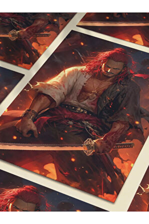 Shanks - One Piece - Anime & Manga Posterleri, Özel Tasarım Kağıt Poster, Duvar Sanatı