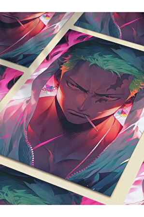 Zoro - One Piece - Anime Posterleri, Özel Tasarım Kağıt Poster, Duvar Sanatı